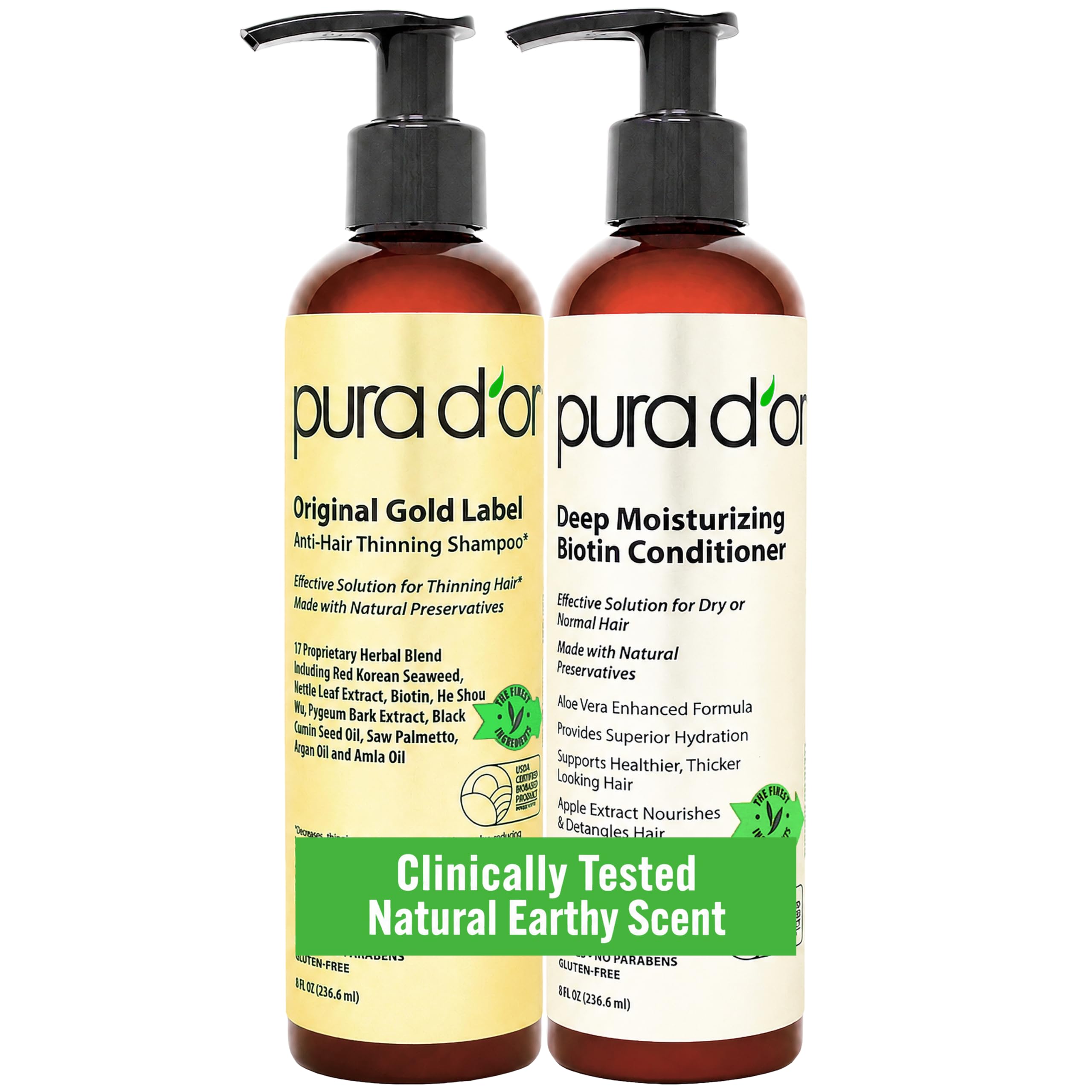 Stop Thinning Hair Now: PURA D’OR Anti-Thinning Biotin Shampoo and Conditioner, Clinically Tested Results