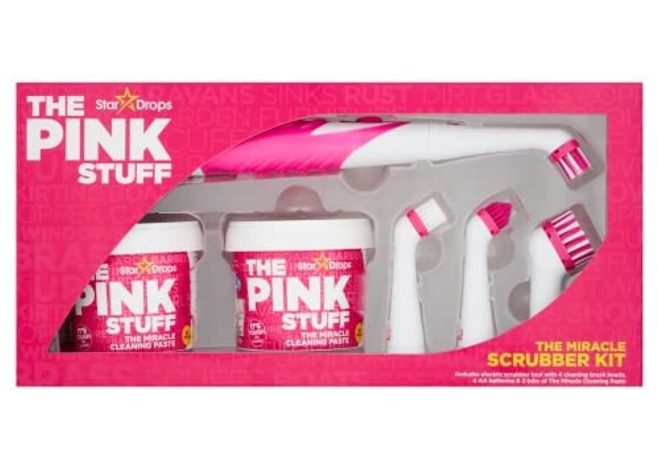 Effortless Cleaning Power: Stardrops The Pink Stuff Miracle Scrubber Kit With Electric Scrubber and 4 Brush Heads